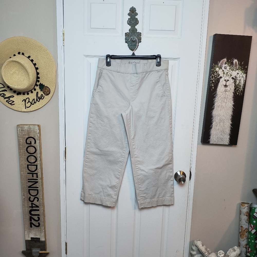 Gloria Vanderbilt High Rise Wide Leg Crop Women's size 10P tan pants